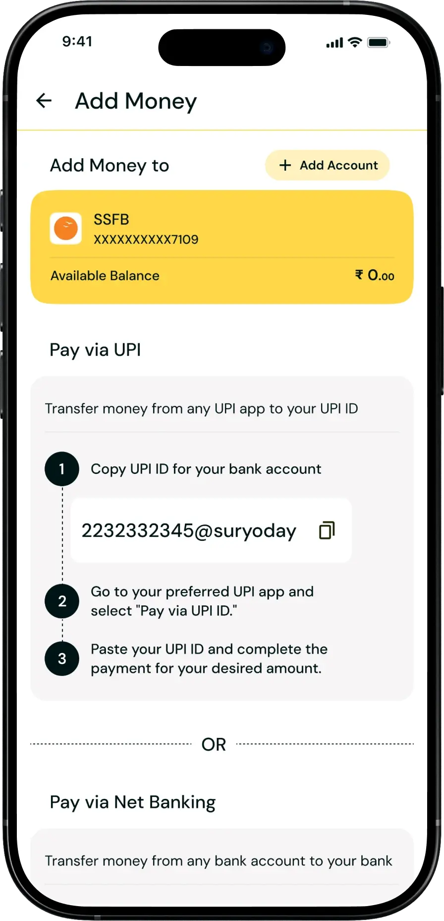 Add Money in Torus Digital Savings Account