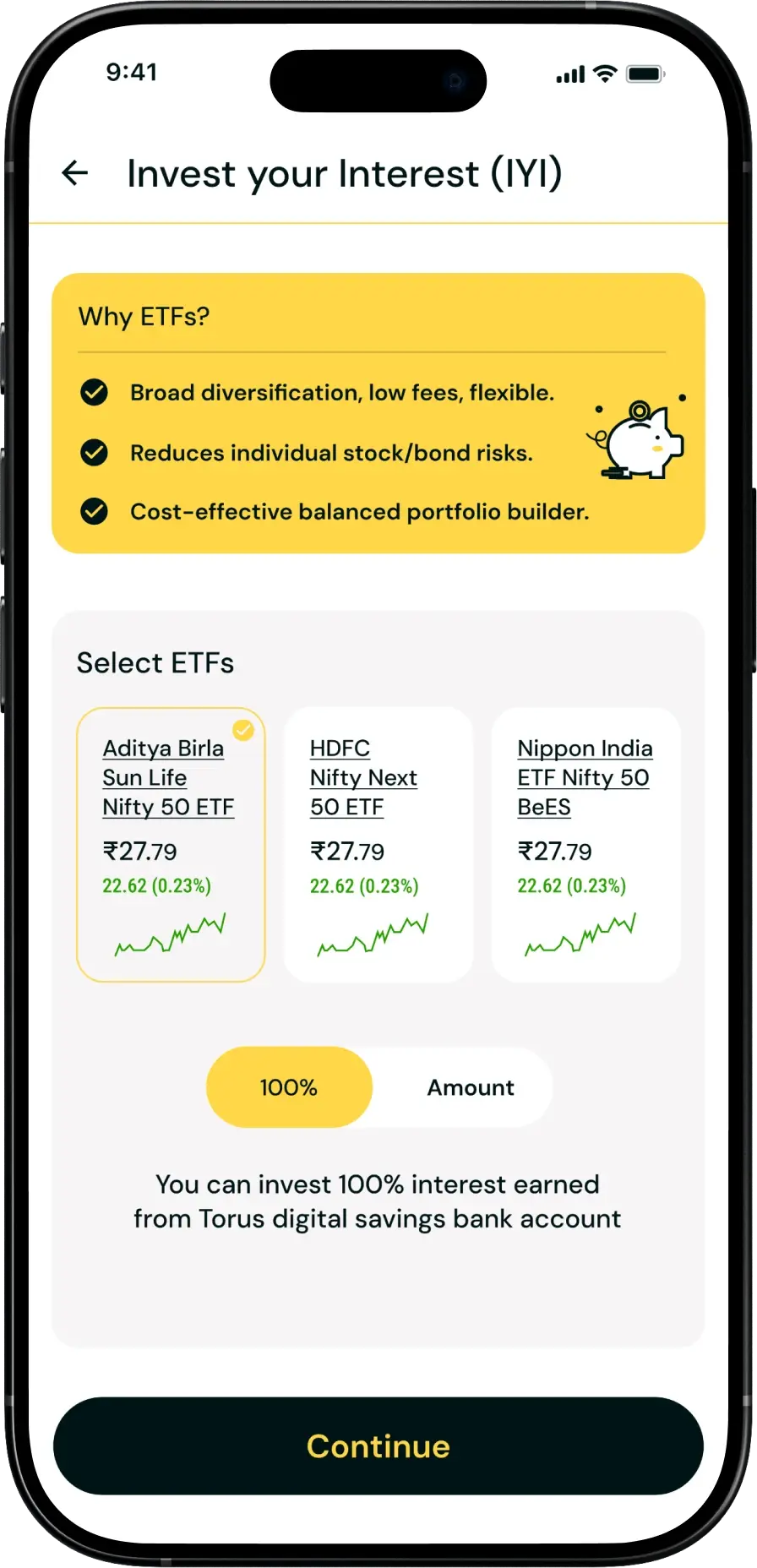Invest savings account interest into ETFs with SIPs from ₹27